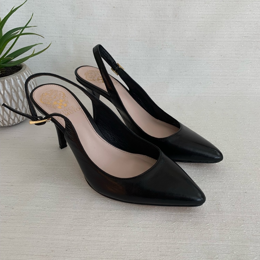 Vince Camuto Stefania Black Leather Pumps Woman’s 5.5M - Picture 5 of 10